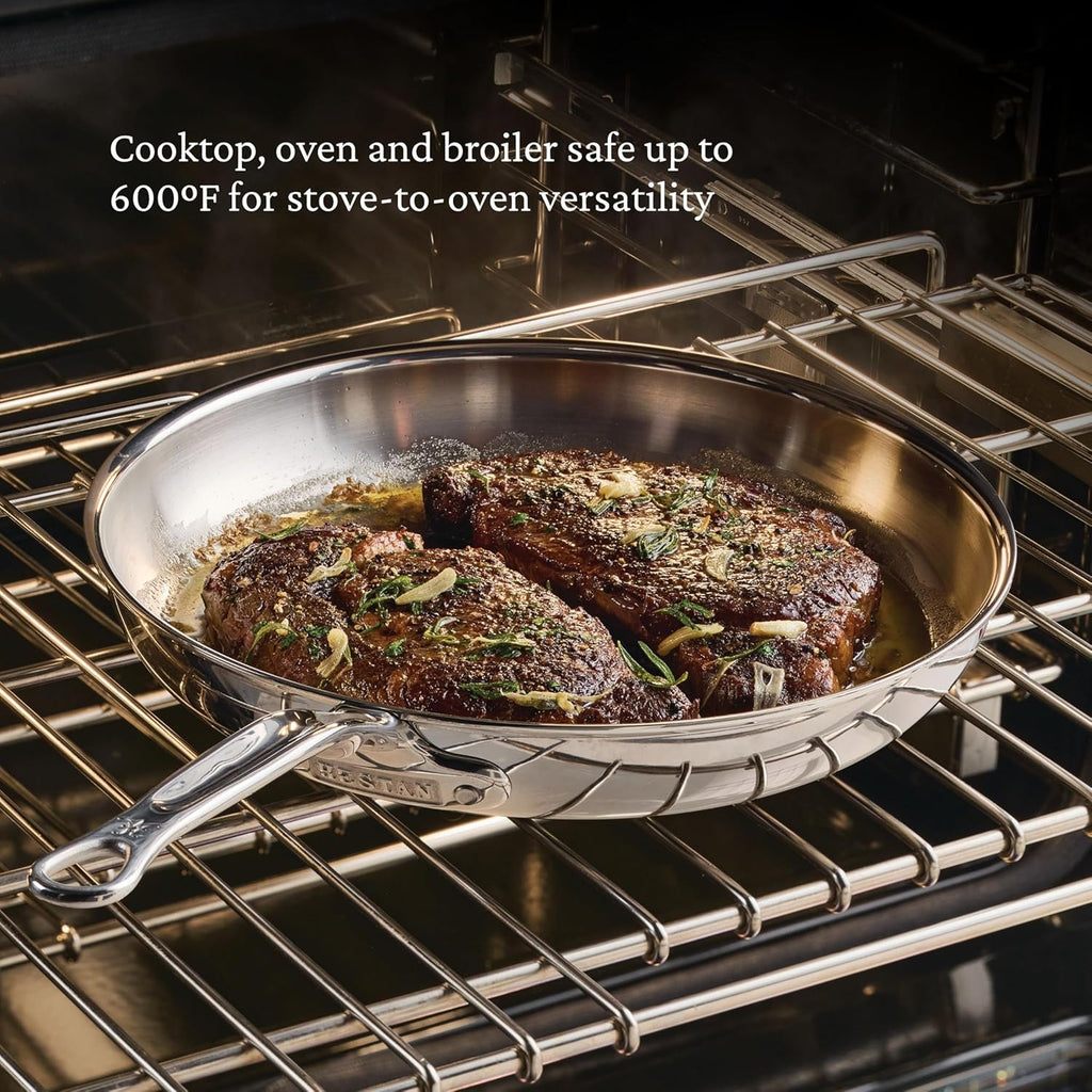 Hestan ProBond Luxe 3-Piece Skillet Set (8.5, 11 & 12.5 Inch) Professional Clad Stainless Steel, ProCore Tri-Ply Clad Construction, Polished Exterior, Induction & Oven Safe