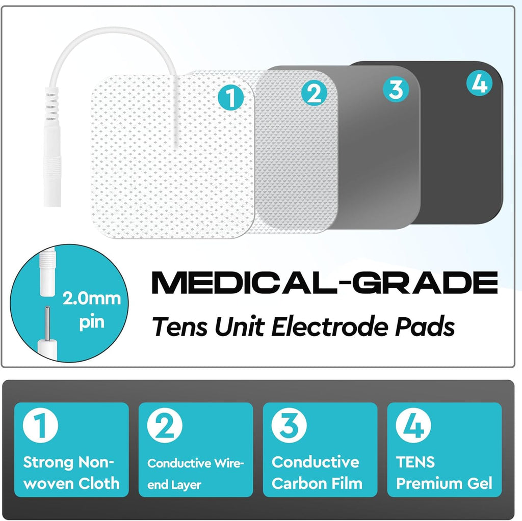 22 PCS 2X 2” Tens Unit Electrode Pads Compatible with Auvon Tens 7000 Muscle Stimulator Machine,Tens Unit Replacement Pads Reuse More Than 35-50 Times with Self Stick and Non-Irritating Designs