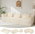 COMAX Futon Sofa Bed 3 Seater, 106" Convertible Sofa Bed Couches for Living Room, 4 in 1 Folding Boneless Sleeper Corduroy Couch Foam in a Box, Comfy Foldable Lounge Fold Out Floor Mattress, Beige