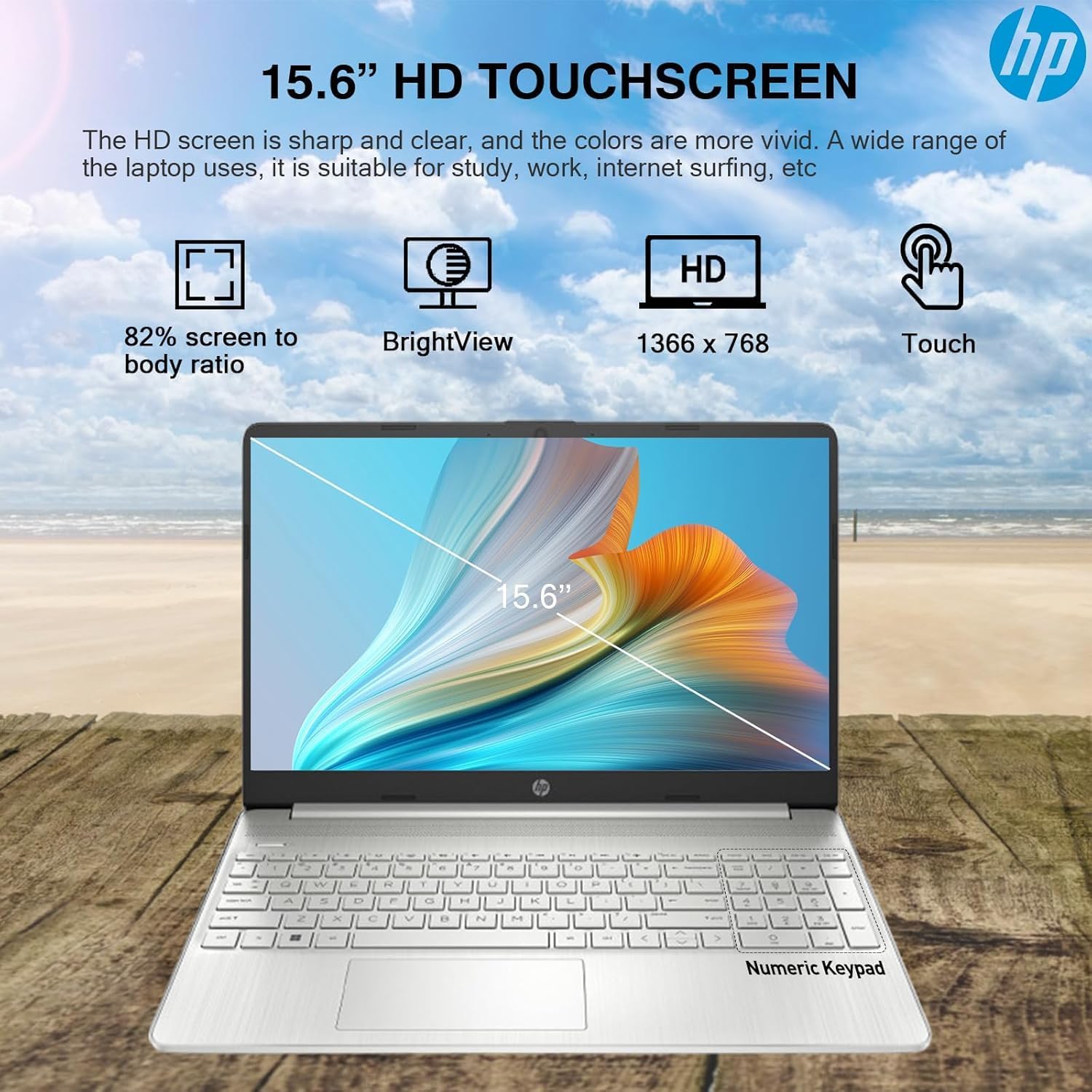 HP Flagship 15.6" HD Touchscreen Laptop Computer, 6-Core Intel i3 Processor, 32GB RAM, 1.5TB Storage (1TB SSD + 500GB Ext), Wi-Fi, Long Battery, HubxcelAccessory, Lifetime Office 2024, Win 11 Pro