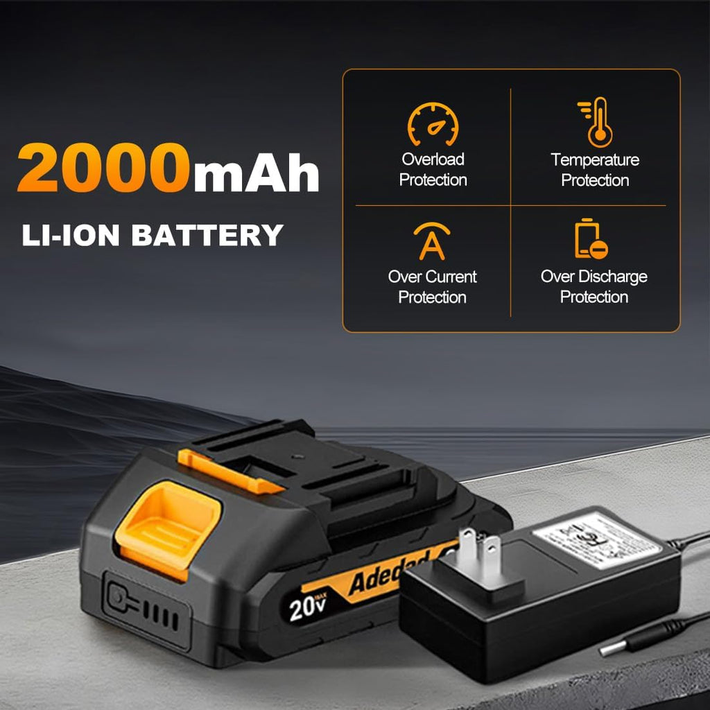 Brushless Impact Wrench 3-in-1 500N.m(369Ft-lbs) Torque Wrench 1/2 Drive with 2.0Ah Battery, 8 Drill Bits, 6 Screwdriver Bits, 4 Sockets, Cordless Impact Gun for automotive Repair and DIY