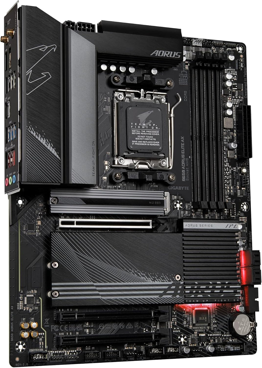 GIGABYTE B650 AORUS Elite AX AMD AM5 ATX Motherboard, Support Ryzen 9000/8000/7000 Series, DDR5, 14+2+1 Power Phase, PCIe 5.0 M.2, USB-C 3.2 Gen 2, WIFI6E, 2.5GbE, EZ-Latch, Q-Flash, RGB Fusion