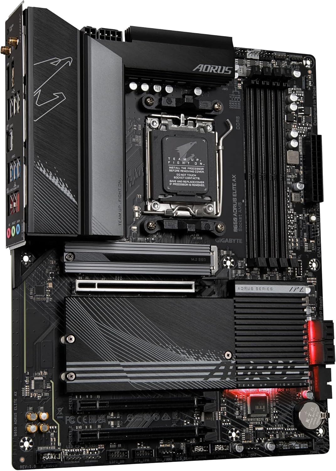 GIGABYTE B650 AORUS Elite AX AMD AM5 ATX Motherboard, Support Ryzen 9000/8000/7000 Series, DDR5, 14+2+1 Power Phase, PCIe 5.0 M.2, USB-C 3.2 Gen 2, WIFI6E, 2.5GbE, EZ-Latch, Q-Flash, RGB Fusion