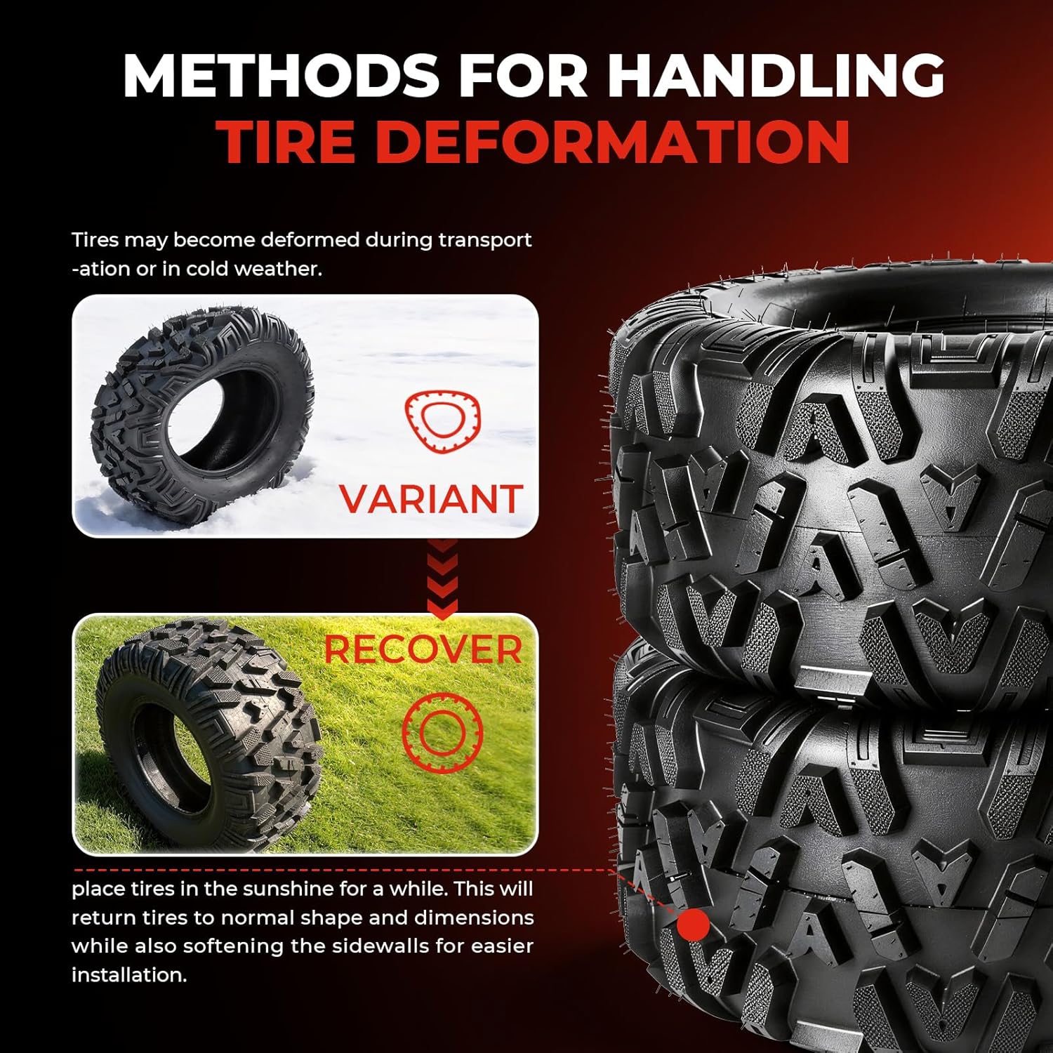 ATV/UTV Tires 24x10-11,All-Terrain Mud Tires 24x10x11,6-Ply,Non-Directional Tread,Tubeless,Set of 2