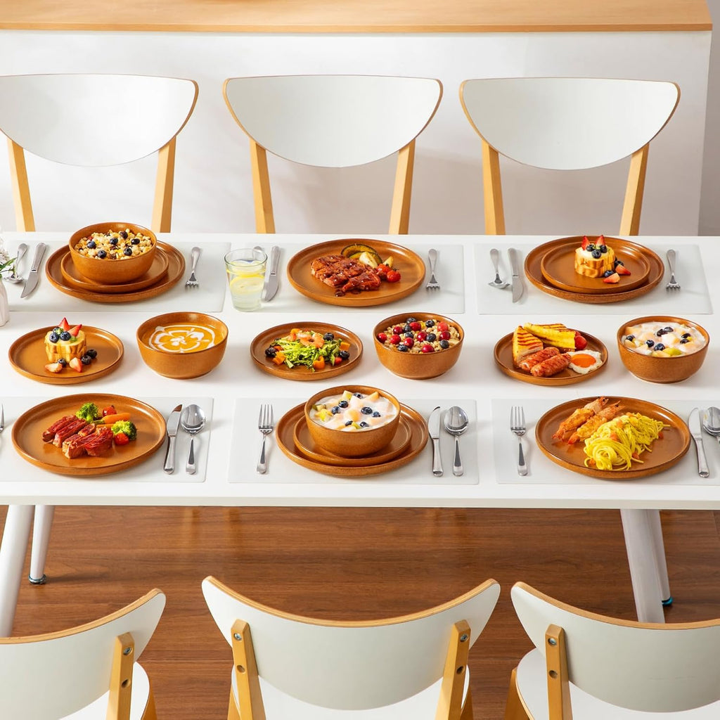 vancasso Plates and Bowls Sets, 18 Pieces Modern Ceramic Dinnerware Set for 6, Dish Set for Kitchen, Dinner Set Stoneware Dishware Set Microwave and Dishwasher Safe, Yellow, Series ZERMATT