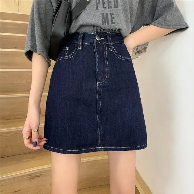 Solid Purple Mini Skirt Women SummerAbove Knee 2022 High Waist A Line Denim Harajuku Lady Clothes Sweet Skirts for Girls