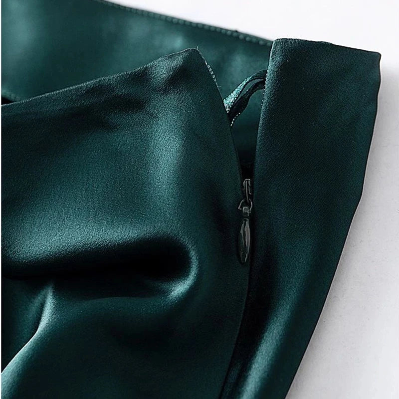 High-waisted Skirt Women Summer Solid Elegant Silk Satin A-line Skirts Womens Large Size Midi Irregular Long Skirt Office Lady
