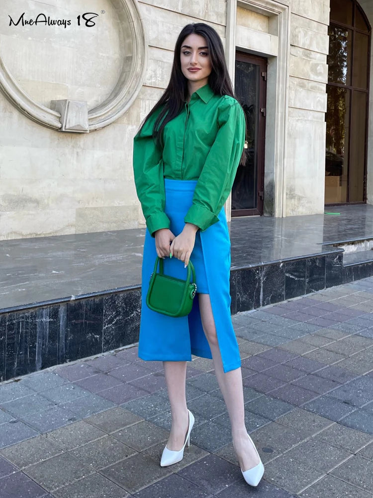Elegant Patchwork Fashion Skirt 2023 Purple Chic Women High Waist Midi Skirts Slit Office Ladies Asymmetrical Skirt