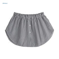 Striped Shirt Extenders Layering Faux Top Lower Sweep Hemline Button Front Adjustable Mini Skirt Underskirt for Women