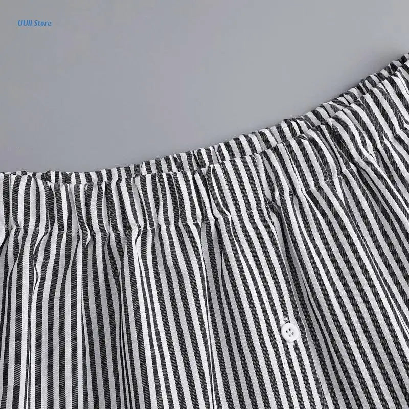 Striped Shirt Extenders Layering Faux Top Lower Sweep Hemline Button Front Adjustable Mini Skirt Underskirt for Women