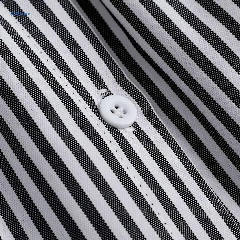 Striped Shirt Extenders Layering Faux Top Lower Sweep Hemline Button Front Adjustable Mini Skirt Underskirt for Women