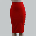 Women Elegant Slim Pencil Skirts High Waist Ladies Skirt Side Split Button Office Ladies Bodycon Fitted Skirts