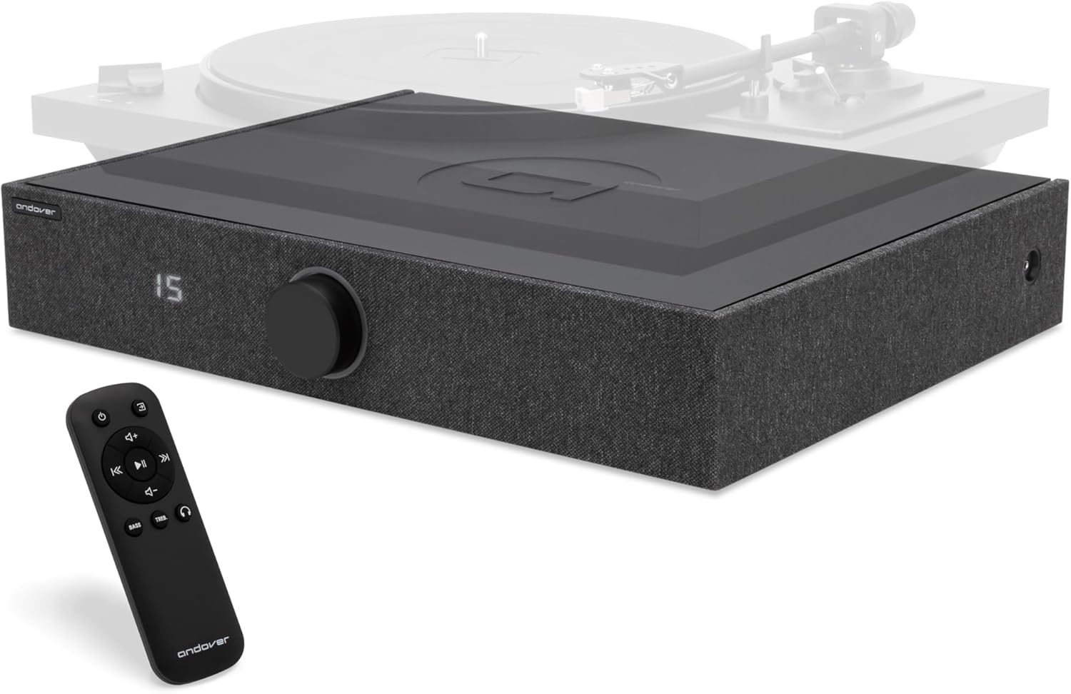 Andover Audio Spinbase 2 Speaker System Designed for Turntables; Phono Input, BT, Analog and Optical Input, ISOGroove Anti-Feedback, with Remote Control (Black)