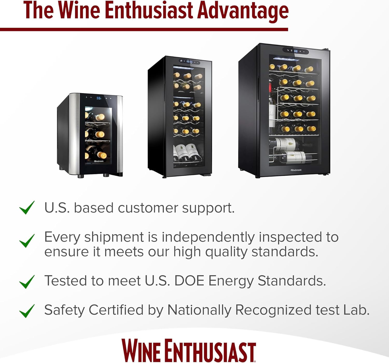 Wine Enthusiast 32-Bottle Dual Zone MAX Compressor Wine Cooler – Freestanding Mini Fridge with Digital Touchscreen, LED Display, Split Storage for Red & White Wines, Matte Black Refrigerator Home Bar