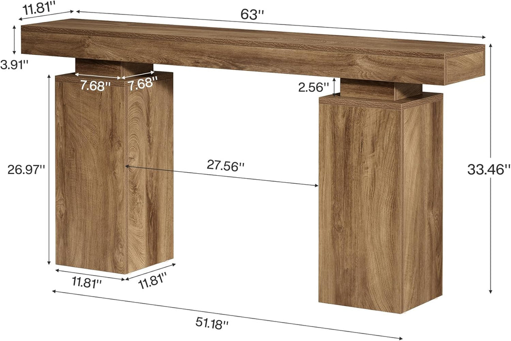 Tribesigns 63-Inch Long Console Table, Farmhouse Entryway Table Behind Couch, Wooden Foyer Stand Entry Station, Modern Hallway Accent Furniture for Living Room Decor, Entrance, Natural Wood Finish