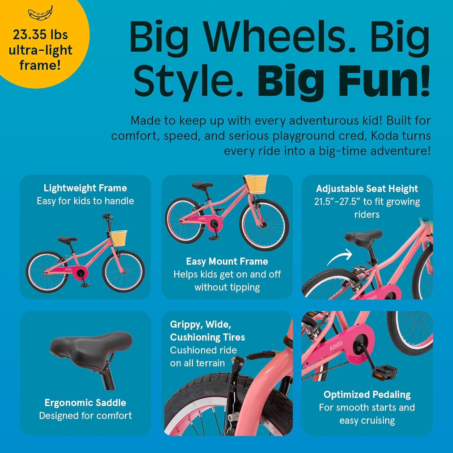 Retrospec Koda Plus Kids Bike for Boys & Girls Ages 6-8 Years - 20" Children's Bicycle, Adjustable Seat & Handlebars