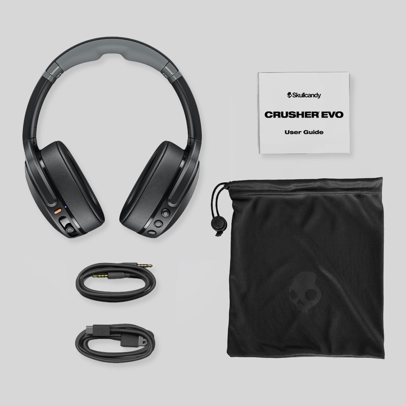 Skullcandy Crusher Evo Wireless Bluetooth Headphones with Multi-Sensory Bass, Noise Isolating Over-Ear Fit, Up to 40 Hours Battery, Microphone for iPhone Android - Primer