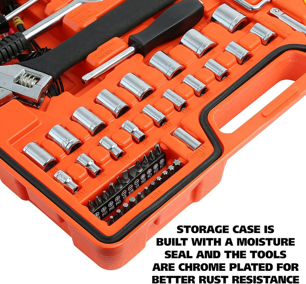Great Neck MS125 125 Piece Marine Tool Set, Gifts for Men, Dad Gifts, High Visibility, Water-Resistant Boat Tool Box Case, Anti-Rust Chrome-Plated Boat Supplies And Accessories