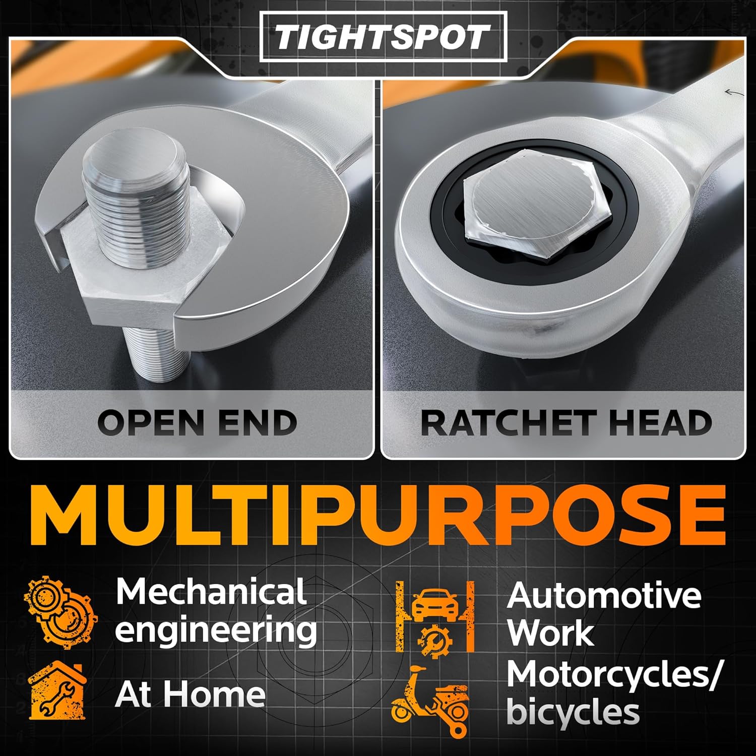 TIGHTSPOT 1-5/8 Inch Ratchet Combination Wrench with Precision Movement and Hardened, Polished Steel for Projects with SAE Tight Spaces