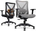 Ergonomic Office Chair, Mesh Computer Desk Chairs with Adjustable Lumbar Support, 3D Armrest, Tilt Function, Comfy Wide Seat, Executive Work Task Chair for Company & Home, Gaming Chair (Grey)