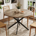 Vantic 47" Round Dining Table for 4-6 People, Farmhouse Wood Kitchen Table for Small Space, Circle Dining Table with Metal Base for Kitchen & Living Room, Ivory