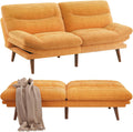 Pipishell Futon Sofa Bed, 66 Inch Corduroy Futon Couch Convertible with Adjustable Backrest and Armrests, Recliner Sleeper Sofa for Small Spaces, Living Room, Office, Guest Room (Yellow, 66 Inch) | Adjustable