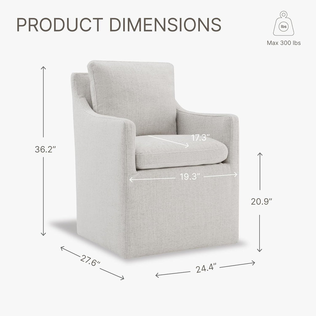 KISLOT Upholstered Dining Chairs with Casters, No Assembly Modern Accent Armchair with Rollers for Dining Room, Bedroom, Living Room, Reading Room, Already Assembled, Linen, 2 Box