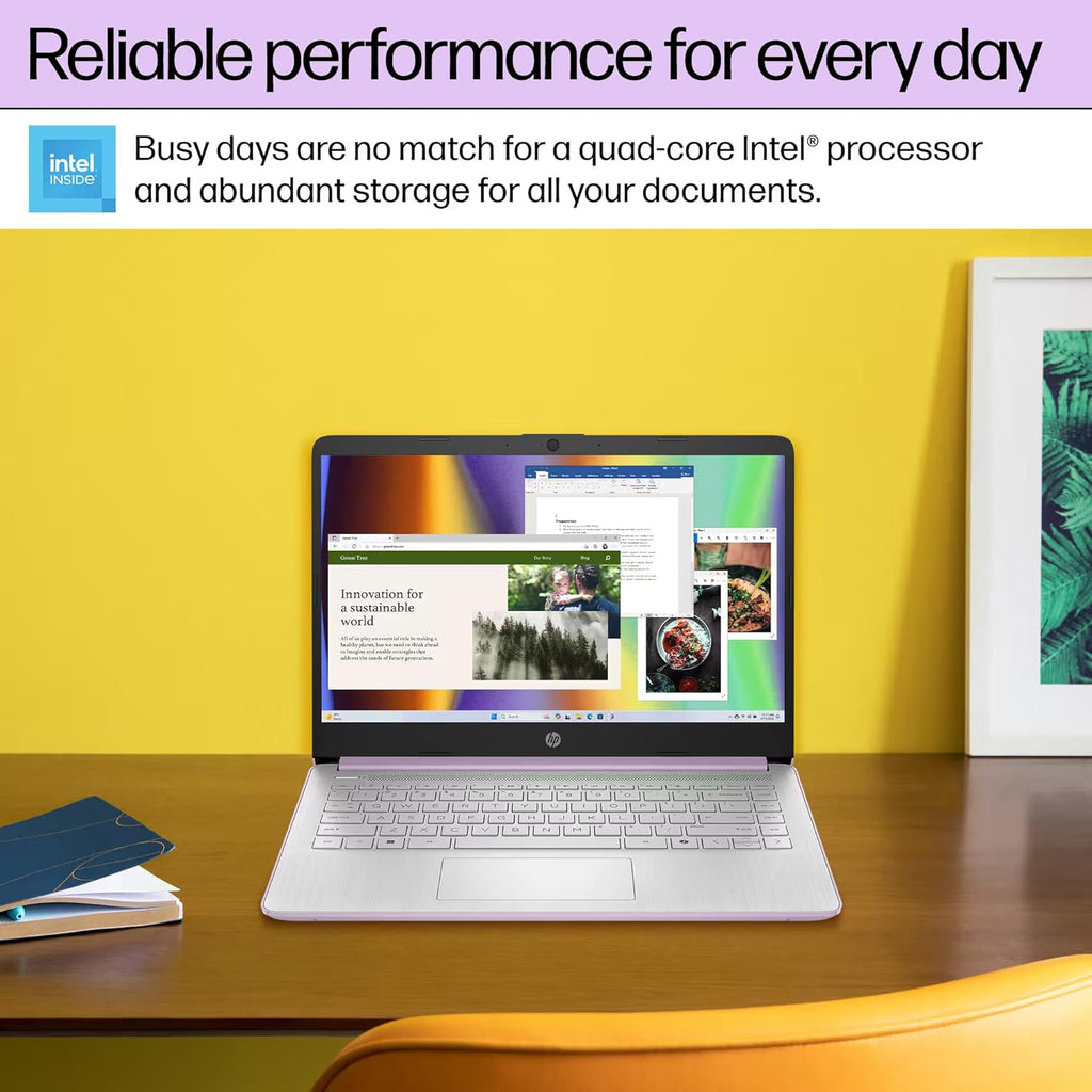 HP Ultrabook 14 Laptop Computer Business Study & Home 2025, Lifetime MS Office + Windows 11 Pro, Quad-Core Intel CPU, 16GB RAM & 628GB Storage (128GB UFS+500GB Ext), WiFi 6, HubxcelAccessory, Lavender