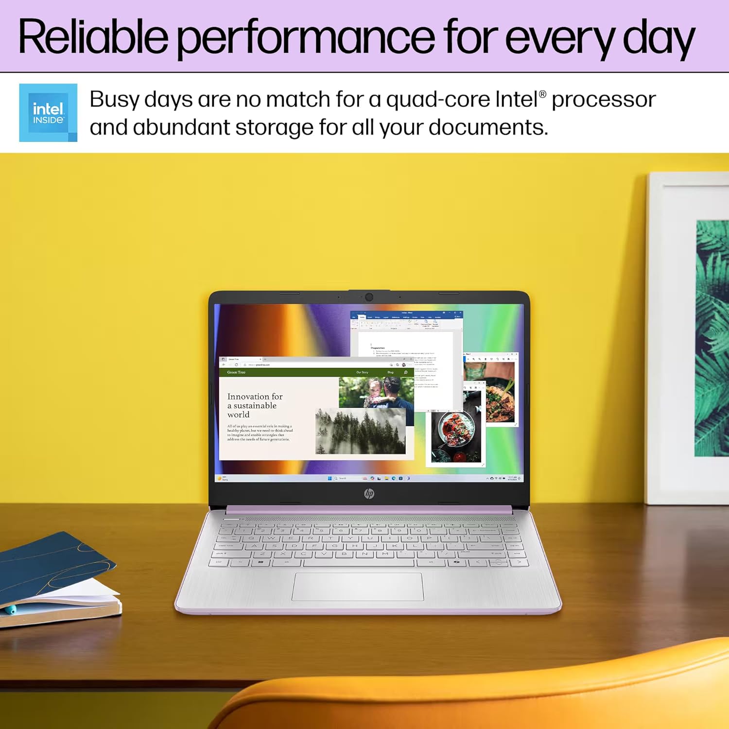 HP Ultrabook 14 Laptop Computer Business Study & Home 2025, Lifetime MS Office + Windows 11 Pro, Quad-Core Intel CPU, 16GB RAM & 628GB Storage (128GB UFS+500GB Ext), WiFi 6, HubxcelAccessory, Lavender
