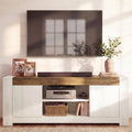 VASAGLE TV Stand, Farmhouse Entertainment Center with Storage Cabinets, Media Console Table for Living Room, Bedroom, for 65 Inch TV, 58 x 15.7 x 23.6 Inches, Rustic White and Honey Brown ULTV623W201S