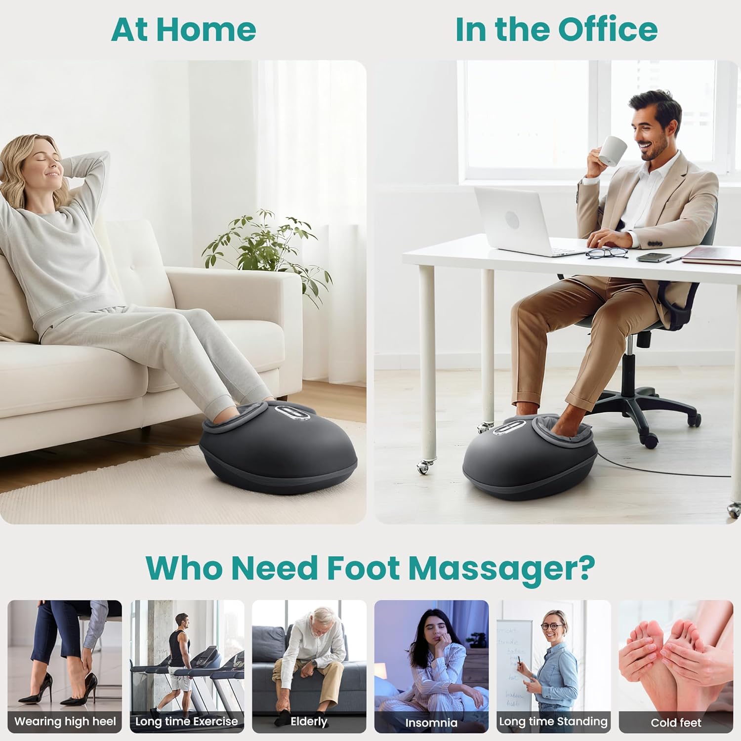 Nekteck Shiatsu Foot Massager with Heat 2026 Upgraded, 3 Modes Deep Kneading Therapy Air Compression, Feet Massage Tool for Plantar Fasciitis, Relaxation Gifts for Men Women, Fits Size to US 13
