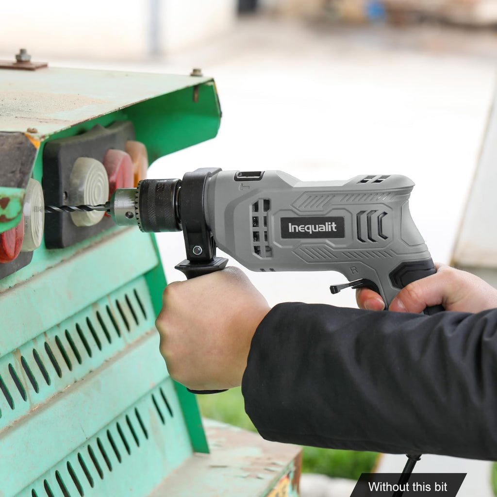 Corded Hammer Drill 3000RPM with 5pcs Bits, 4.5Amp 1/2 Inch Keyed Metal Chuck Impact Drill, 360° Rotating Handle and 12 Variable Speed for 2 Functions in 1