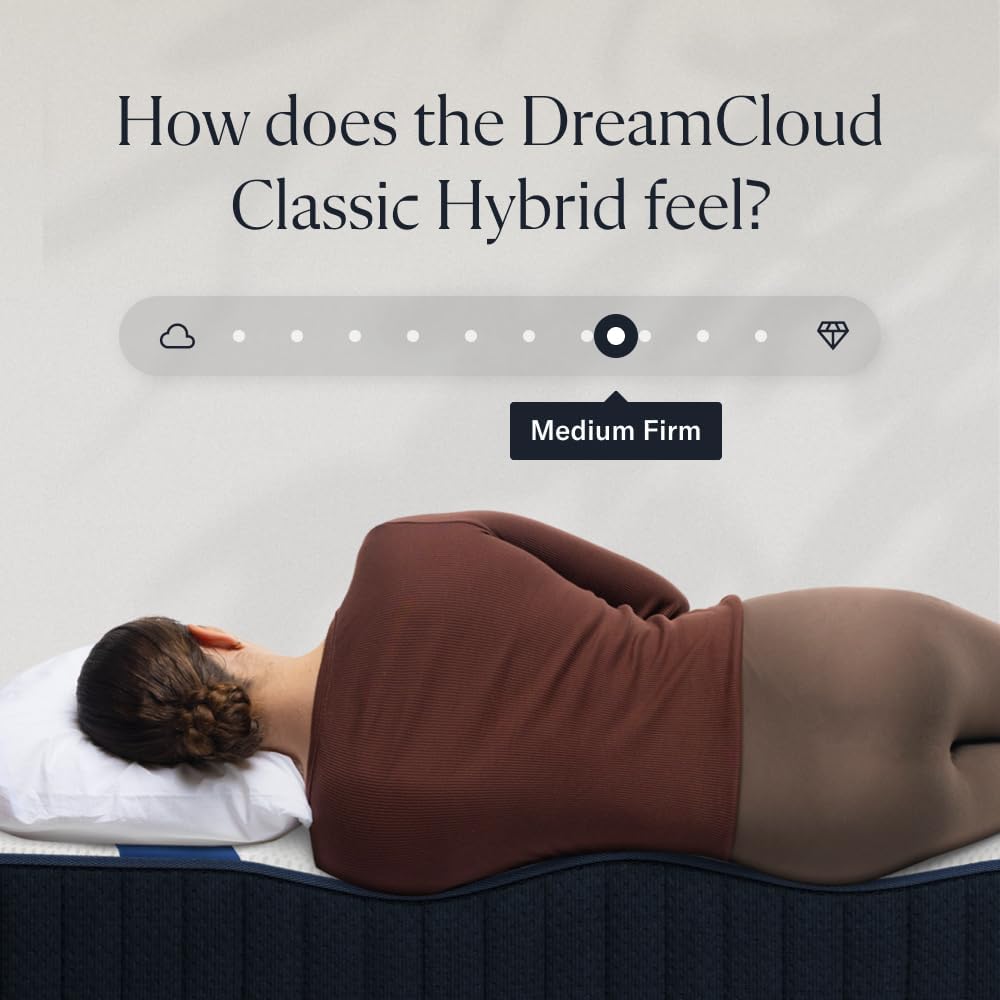 DreamCloud Classic 12" Queen Mattress - Luxury Hybrid Gel Memory Foam - 365 Night Trial - Back Pain Relief - Fiberglass Free - Forever Warranty - Mattress in a Box - CertiPUR-US Certified