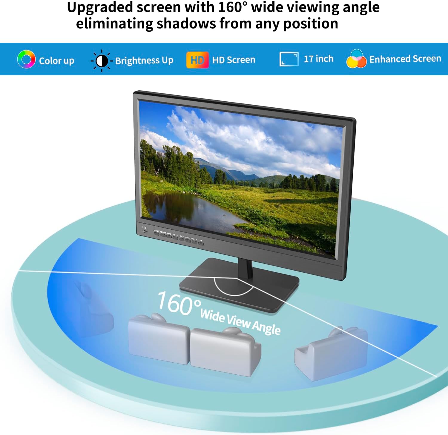 othoig 17 inch TV,Small HD Widescreen LED with Antenna,Digital ATSC Tuner-Free HD Local Channels,HDMI VGA USB Port,12 Volt Charger Cable/AC Power TV for Camping,Caravan and Kitchen