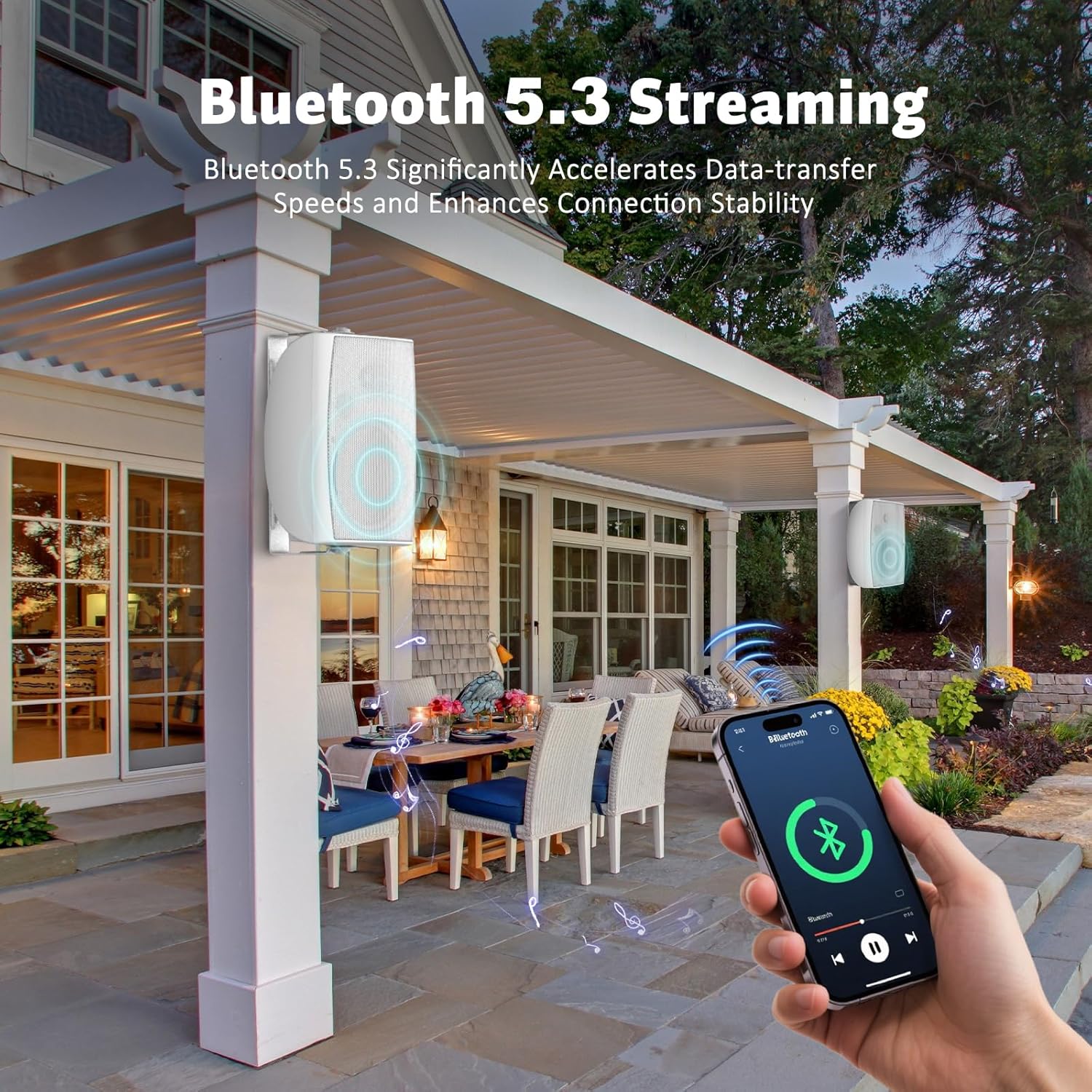 STUDIOFINIX 8-Inch 600W Outdoor Bluetooth Speakers Waterproof Wired, Wall-Mount Waterproof Speaker System Ideal for Large Spaces (Commercial Areas, Spacious Backyards, Auditorium)
