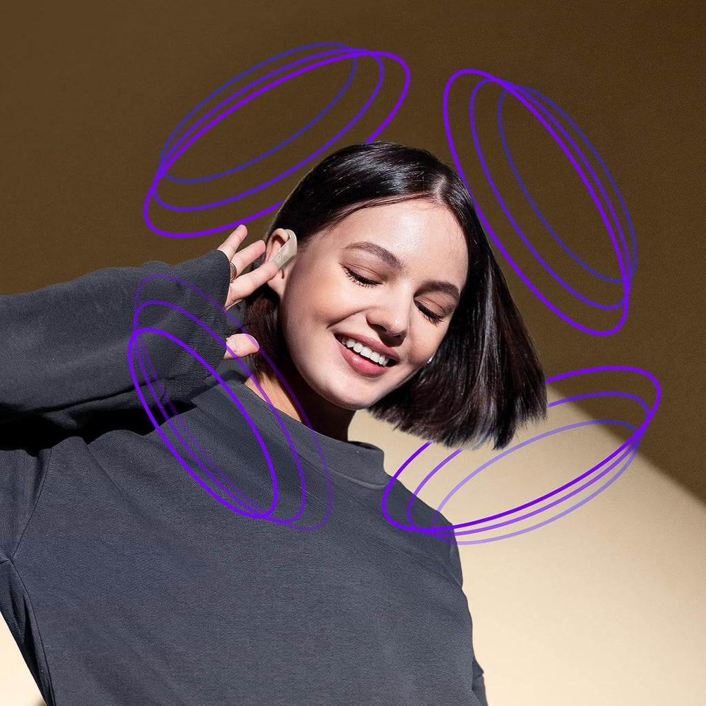 occiam Active Noise Cancelling Wireless Earbuds Bluetooth Headphones Ear Buds 96Hrs Playback Clear Call Waterproof Earphones with Ear Hook Microphones for Sport Running Off-White