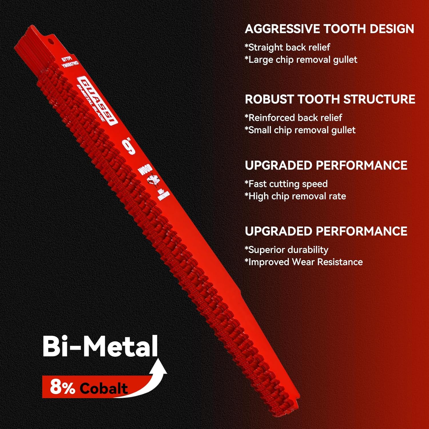 12 Pack 9 inch Reciprocating Saw Blade Set, Various TPI Bi-Metal Sawzall Blades for Wood, Metal and PVC Cutting, Durable Sawzall Blades for Multi-Material Demolition and Cutting, for Diablo