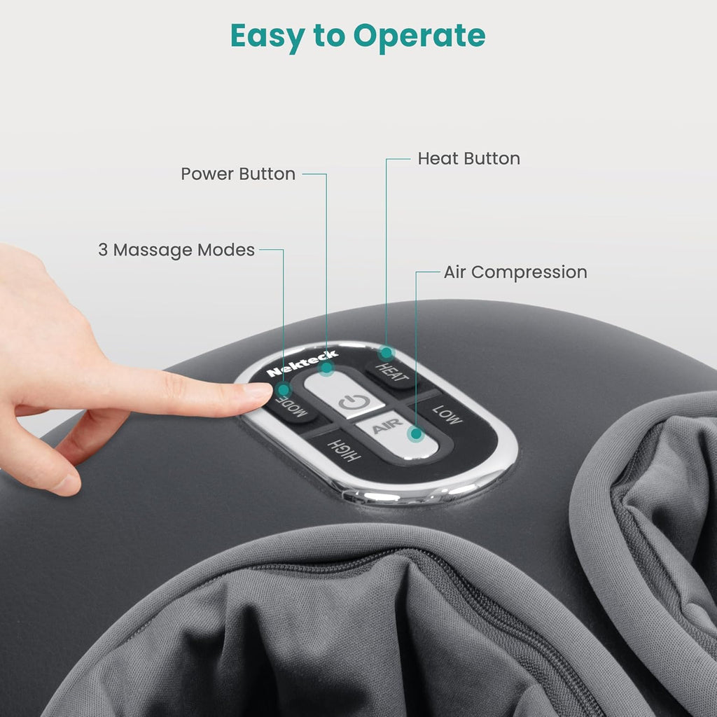 Nekteck Shiatsu Foot Massager with Heat 2026 Upgraded, 3 Modes Deep Kneading Therapy Air Compression, Feet Massage Tool for Plantar Fasciitis, Relaxation Gifts for Men Women, Fits Size to US 13