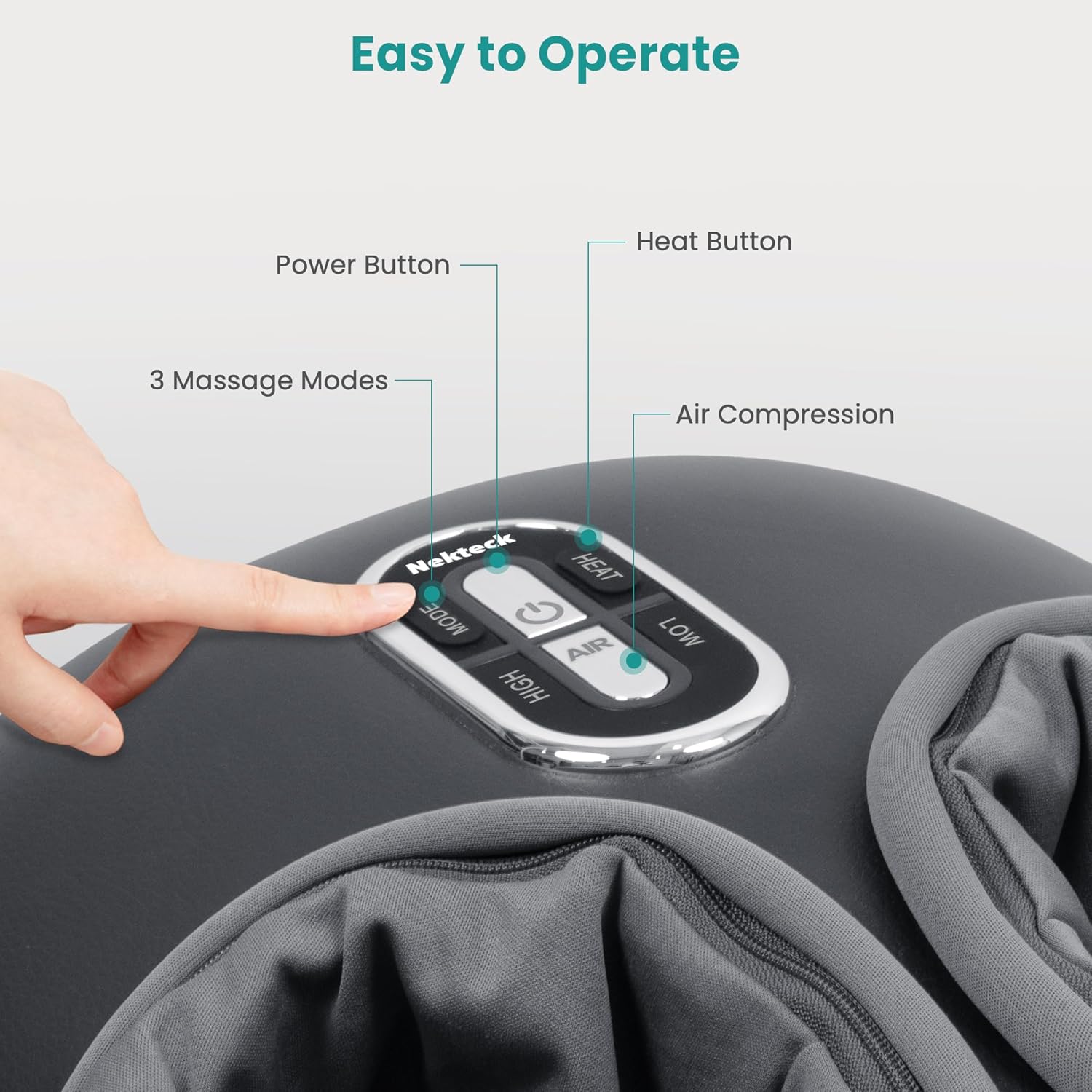 Nekteck Shiatsu Foot Massager with Heat 2026 Upgraded, 3 Modes Deep Kneading Therapy Air Compression, Feet Massage Tool for Plantar Fasciitis, Relaxation Gifts for Men Women, Fits Size to US 13
