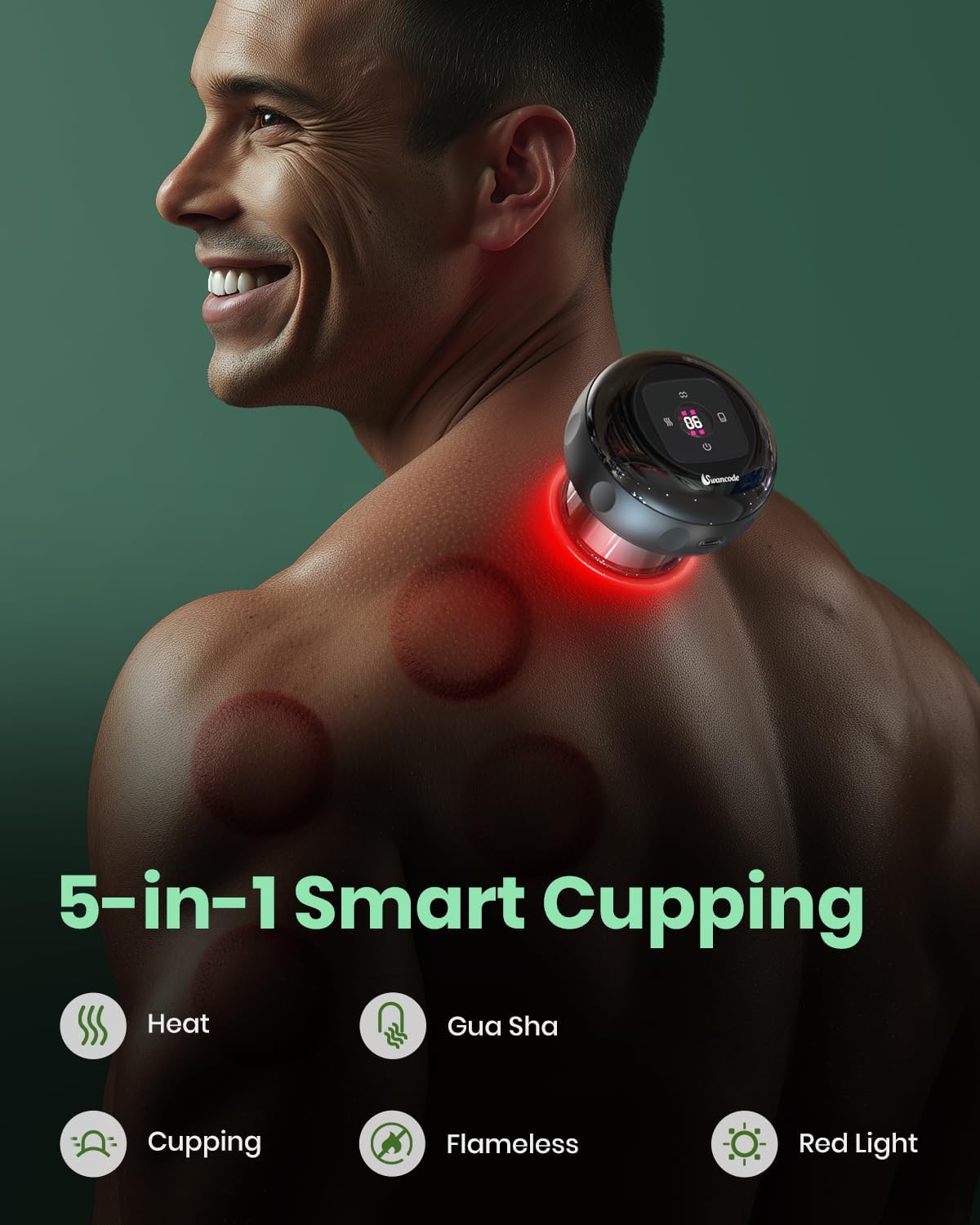 Smart Cupping Set, Electric Cupping Device with Red Light, Heated Cupping Massager with 12-Level Suction & Heat, Cupping Machine for Pain Relief (2 Pack)