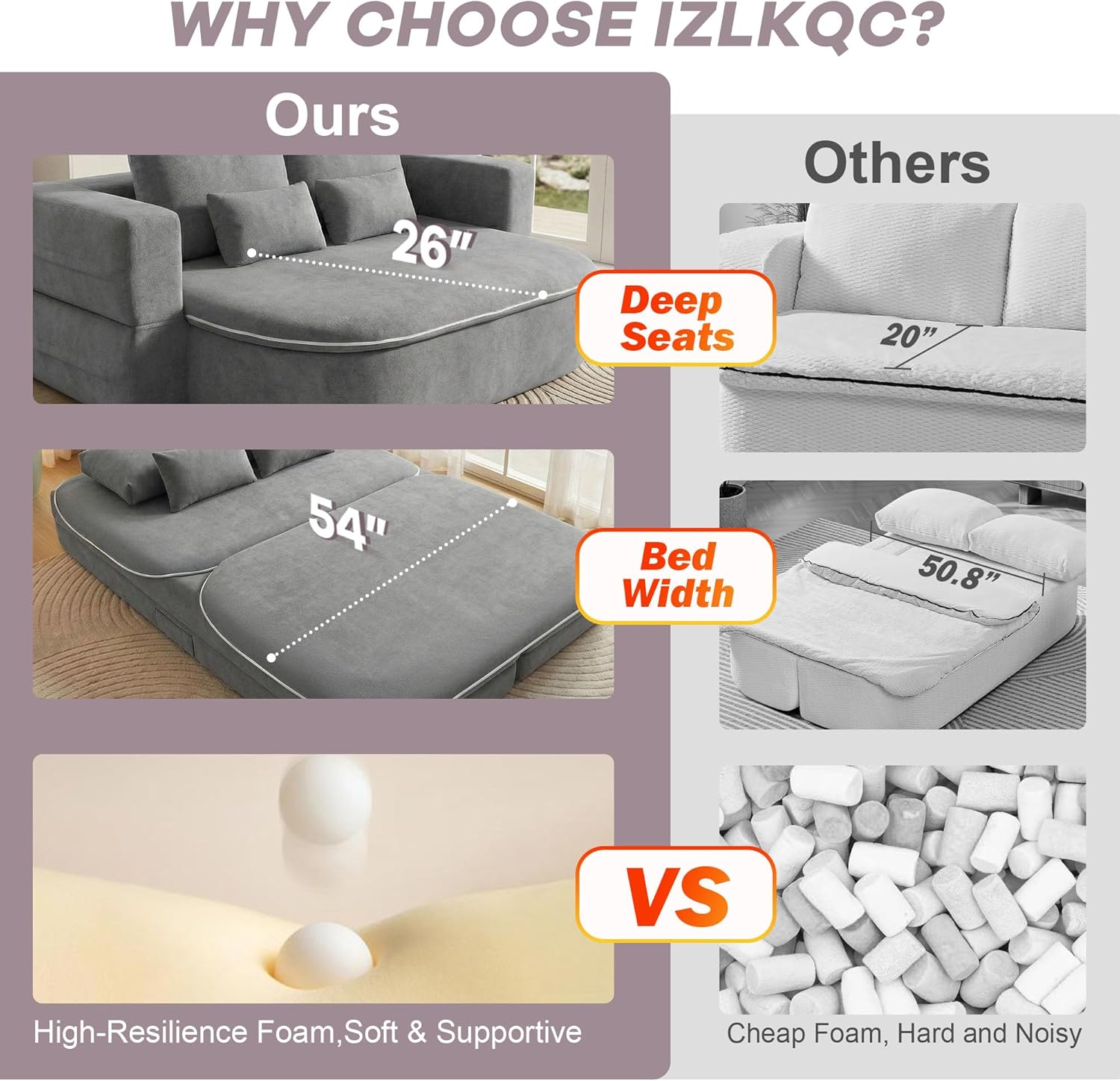 75'' Folding Sleeper Sofa Bed, Convertible Memory Foam Boneless Couch, Foldable Full Size Guest Bed, Modern 2-in-1 Futon Floor Sleeper Sofa with 4 Pillows and Blanket (Chenille, Gray1)