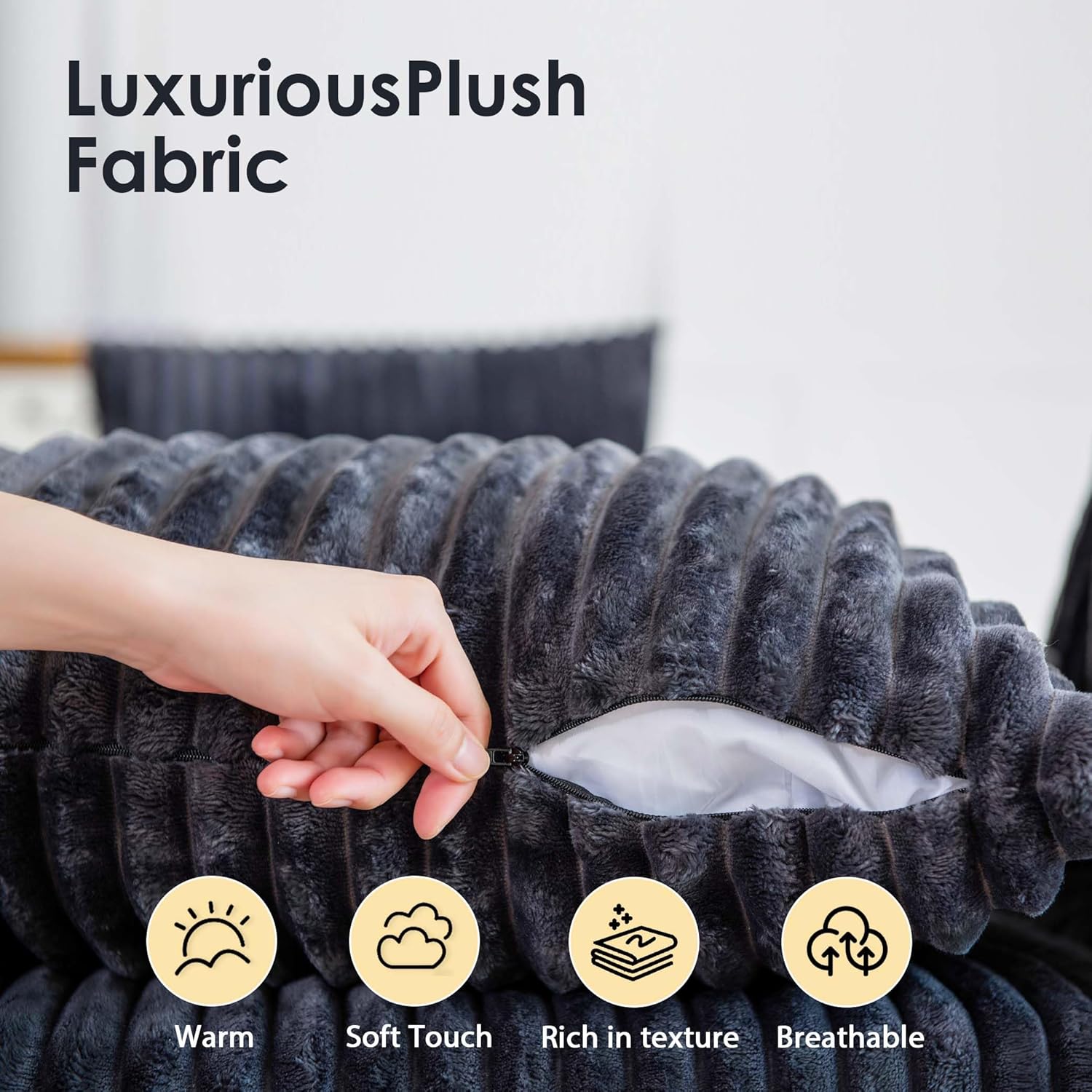 108" Cloud Couch Modular Sectional Sofa for Living Room,L Shaped Boneless Couch with Deep Seat Chaise,No Assembly Required Foam Sleeper Sofa for Apartments,Plush Corduroy Fabric, Dark Grey