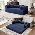79'' Convertible Sleeper Sofa Bed, 5 in 1 Folding Floor Couch with Pull Out Bed, Modular Corduroy Sofa with Cushions for Living Room Apartment Bedroom Guest Room Use (Blue)