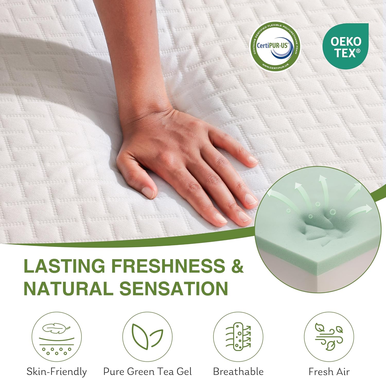 EGOHOME King Size Memory Foam Mattress, 12 Inch Bed Mattress in a Box with Cooling Green Tea Gel, Relieve Pressure with Medium Firm Support, CertiPUR-US Certified, 80''L x 76''W, White
