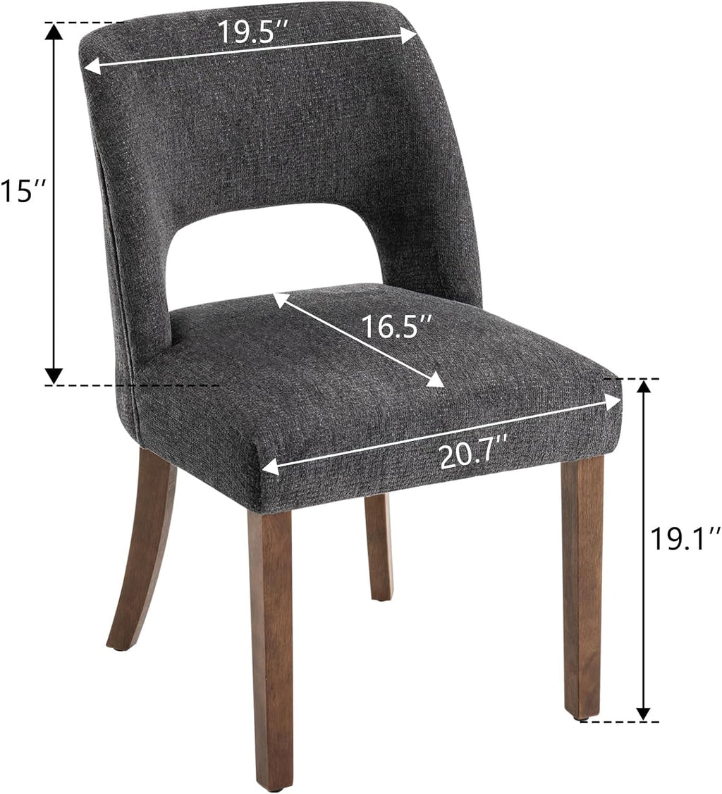 VKNOW Wooden Dining Chairs Set of 6, Modern Fabric Upholstered Dining Room Chair Kitchen Chairs, Farmhouse Dinner Chair for Kitchen Dining Room, Charcoal