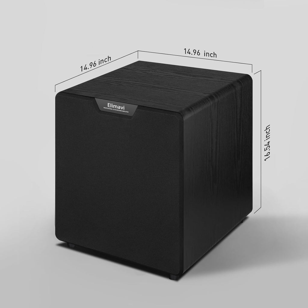 Elimavi 12" Powered Subwoofer Home Audio - 400W Deep Bass for Home Theater - Copper Driver, MDF Enclosure w/Aluminum Radiator - Ideal for Home Surround Sound Systems