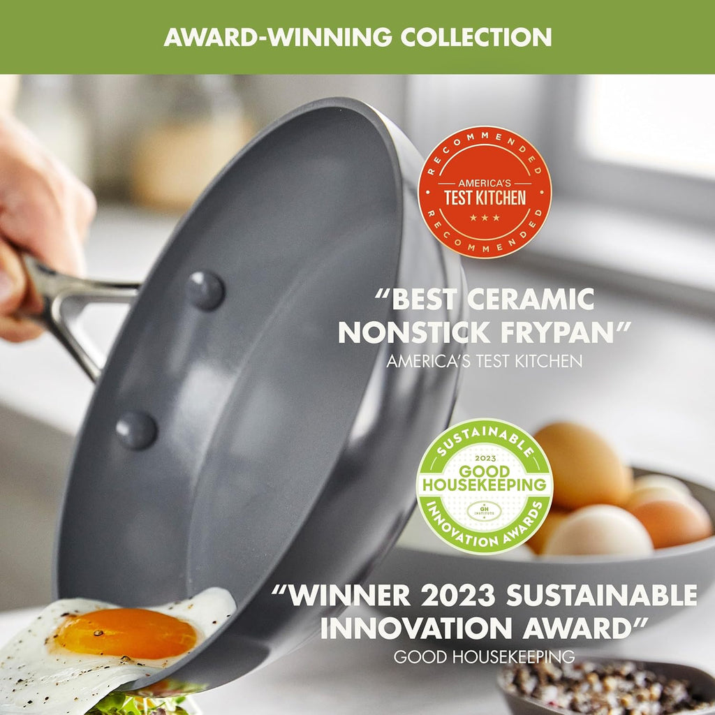 GreenPan Valencia Pro Ceramic Nonstick 22 Piece Cookware Set, Hard Anodized PFAS-Free Pots & Pans, Induction Ready, Compatible on All Cooktops, Dishwasher Safe, Oven Safe to 600F, Gray