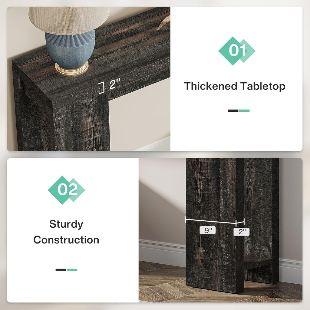 Tribesigns 70.9-Inch Extra Long Console Table, Farmhouse Wood Sofa Table Behind Couch, Narrow Entryway Accent Table for Living Room, Hallway, Entrance, Foyer, Black