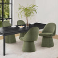 KISLOT Swivel Dining Chairs Set of 4, Upholstered Mid Century Modern Deskchair with Round Back, Linen Fabric Kitchen Chairs for Dining Room, Bedroom, Dressing Room, Green