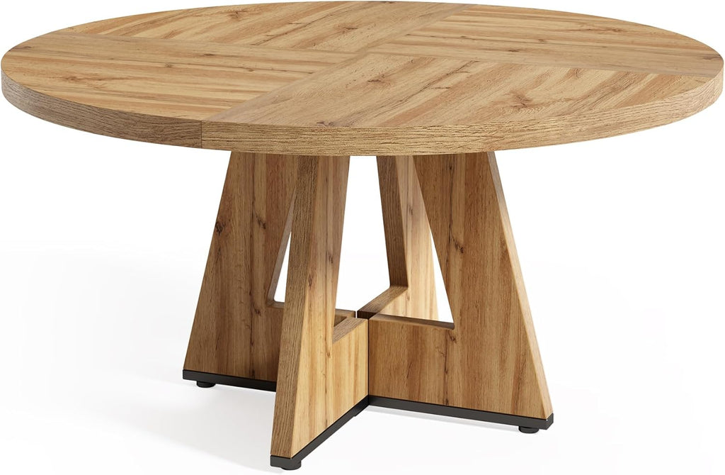 LITTLE TREE Round Dining Table for 4-6 People, 47 Inches Dining Room Table with Wooden Pedestal Base, Modern Dinner Table, Circle Kitchen Tables for Dining Room, Kitchen, Living Room(Table Only)